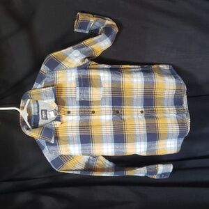 OshKosh B'Gosh. Youth Plaid Roughed Flannel Shirt; Blue & Yellow; Cotton. SZ 12